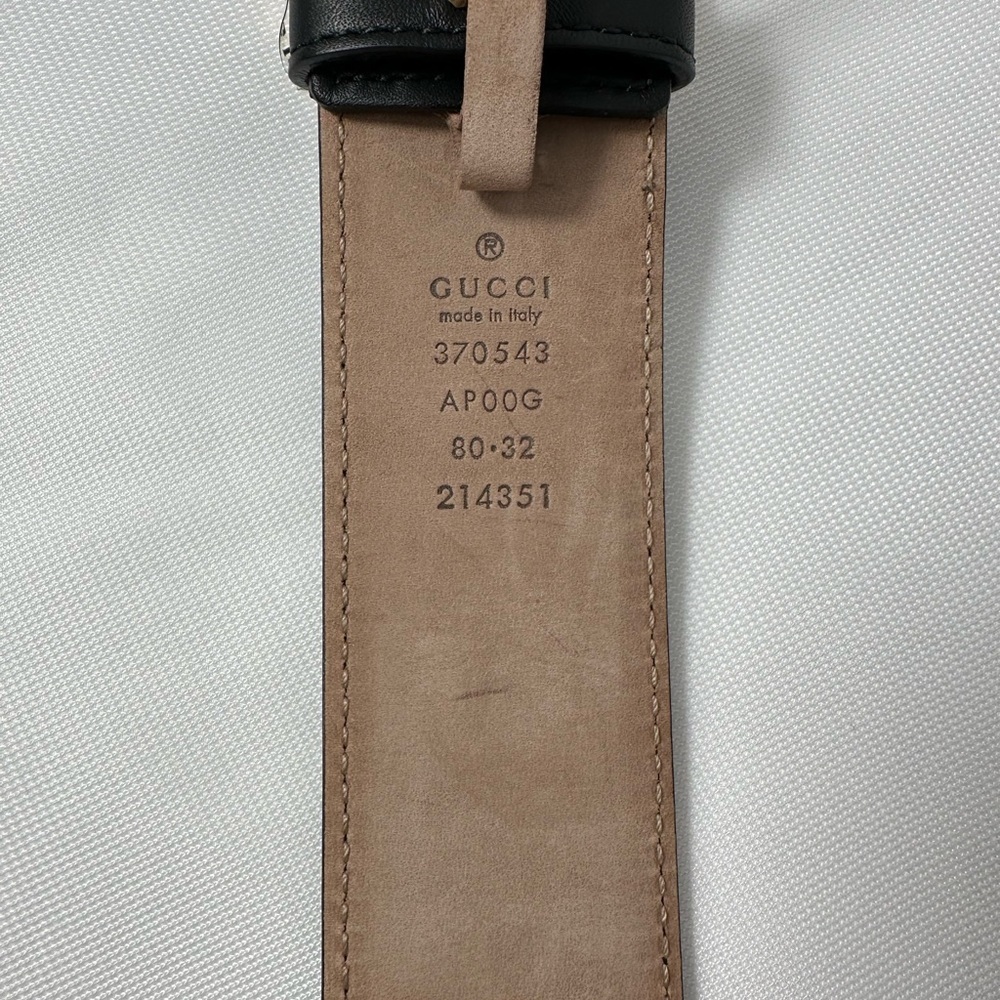 Gucci-Blondie Belt Black Leather Interlocking G Size EU-80 US-31.5 - Picture 5 of 5